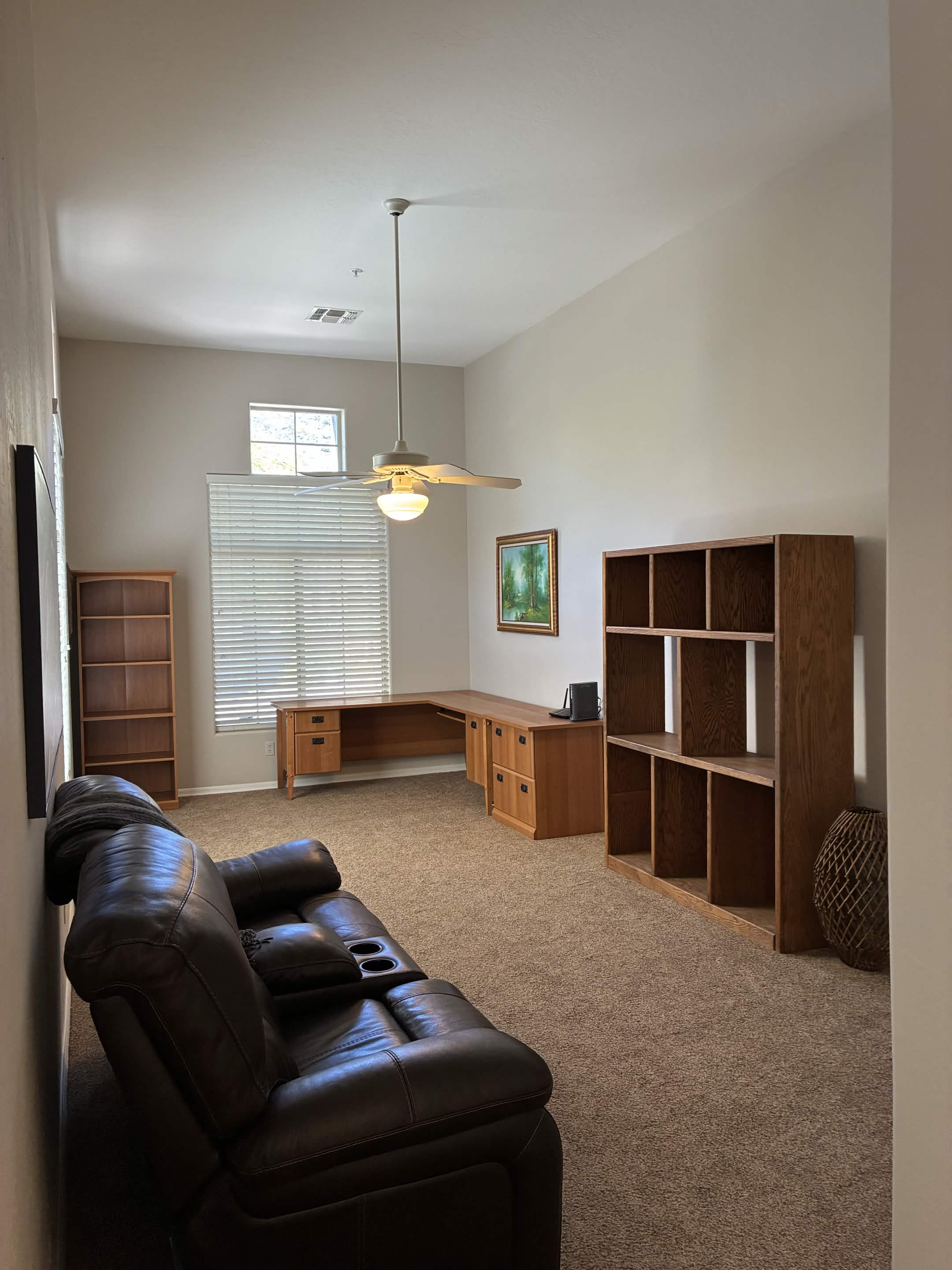 Finished home office with built-ins